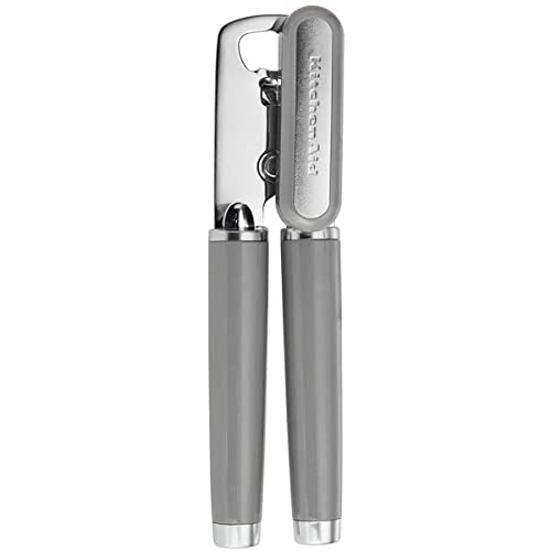 KitchenAid Classic Multifunction Can Opener and Bottle Opener Easy to Use, Razor Sharp Stainless Steel Cutting Wheel, Soft Ergonomic Handles, Black