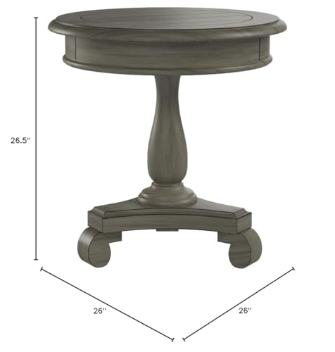 Roundhill Furniture Rene Round Wood Pedestal Side Table, Antique White