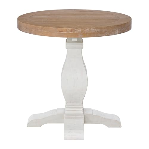 Napa Solid Wood Farmhouse Rustic Round End Side Living Room Table, Nightstand 26" W x 26" D x 25" H