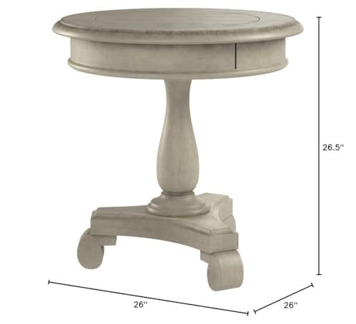 Roundhill Furniture Rene Round Wood Pedestal Side Table, Antique White