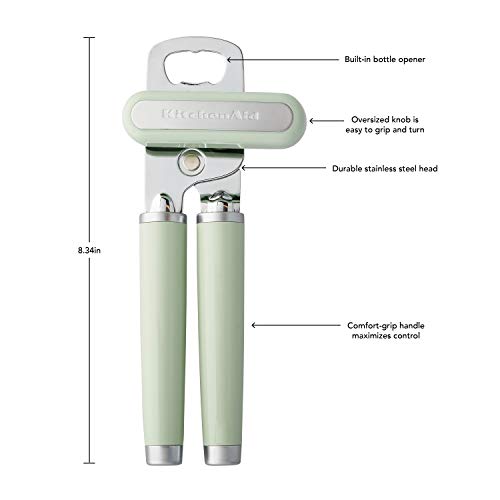 KitchenAid Classic Multifunction Can Opener and Bottle Opener Easy to Use, Razor Sharp Stainless Steel Cutting Wheel, Soft Ergonomic Handles, Black