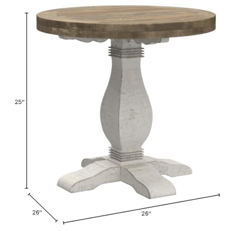 Napa Solid Wood Farmhouse Rustic Round End Side Living Room Table, Nightstand 26" W x 26" D x 25" H
