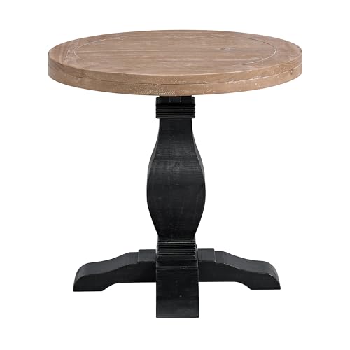 Napa Solid Wood Farmhouse Rustic Round End Side Living Room Table, Nightstand 26" W x 26" D x 25" H
