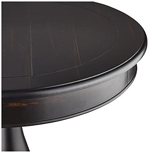 Roundhill Furniture Rene Round Wood Pedestal Side Table, Antique White