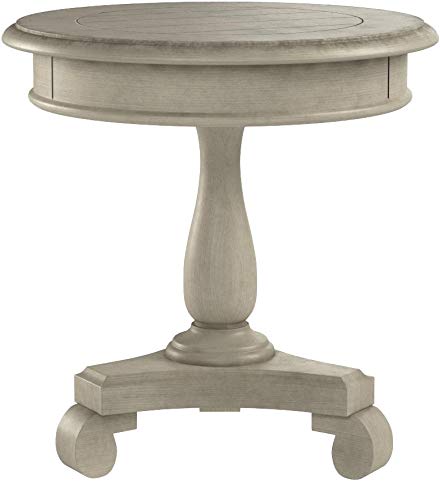 Roundhill Furniture Rene Round Wood Pedestal Side Table, Antique White