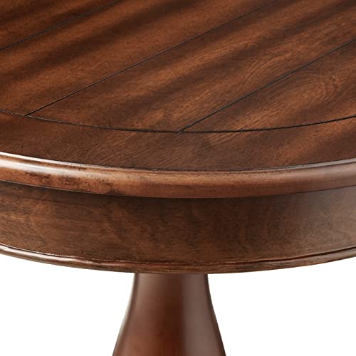 Roundhill Furniture Rene Round Wood Pedestal Side Table, Antique White