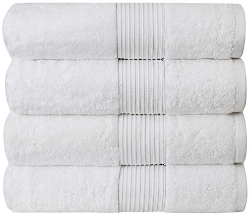 Luxury Extra Large Oversized Bath Towels | Hotel Quality Towels | 650 GSM | Soft Combed Cotton Towels for Bathroom | Thick & Fluffy Bath Sheets | White - 4 Pack