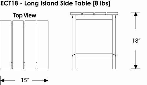 POLYWOOD Long Island 18" Side Table, Green