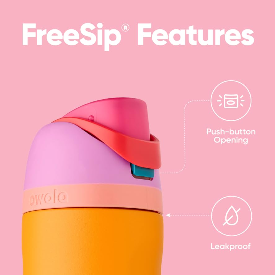 FreeSip Insulated Stainless Steel Water Bottle with Straw for Sports, Travel, and School BPA-Free Sports Water Bottle, 40 oz, Iced Breeze