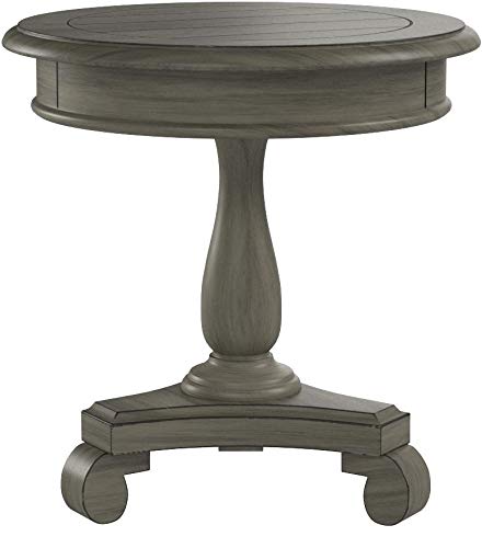 Roundhill Furniture Rene Round Wood Pedestal Side Table, Antique White