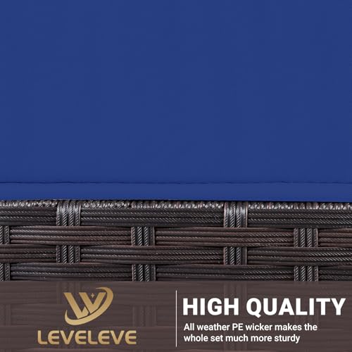 LEVELEVE 7 Pieces Outdoor Patio Furniture Sets,Rattan Conversation Sectional Set,Manual Weaving Wicker Patio Sofa with Tea Table