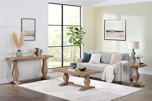 Napa Solid Wood Farmhouse Rustic Round End Side Living Room Table, Nightstand 26" W x 26" D x 25" H