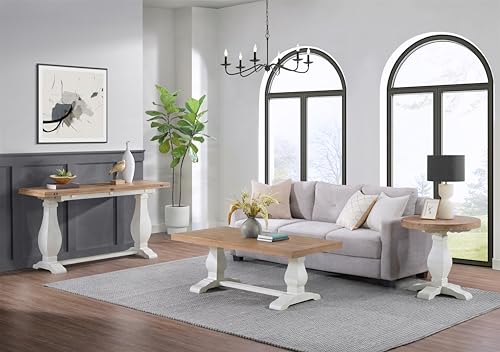 Napa Solid Wood Farmhouse Rustic Round End Side Living Room Table, Nightstand 26" W x 26" D x 25" H