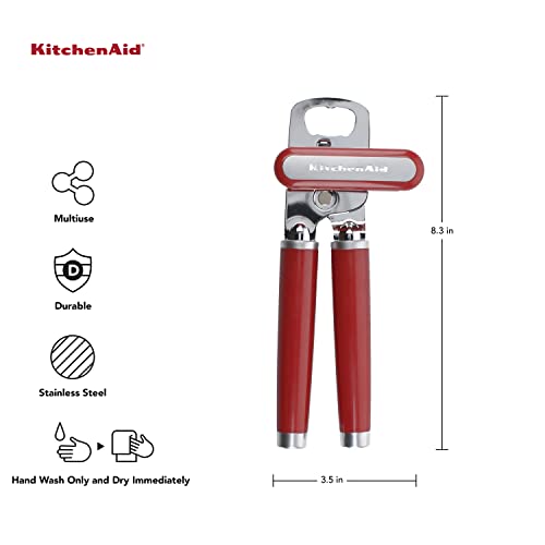KitchenAid Classic Multifunction Can Opener and Bottle Opener Easy to Use, Razor Sharp Stainless Steel Cutting Wheel, Soft Ergonomic Handles, Black