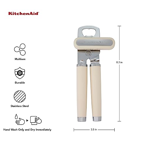 KitchenAid Classic Multifunction Can Opener and Bottle Opener Easy to Use, Razor Sharp Stainless Steel Cutting Wheel, Soft Ergonomic Handles, Black