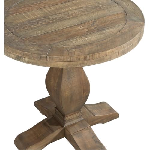Napa Solid Wood Farmhouse Rustic Round End Side Living Room Table, Nightstand 26" W x 26" D x 25" H
