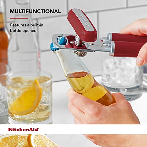 KitchenAid Classic Multifunction Can Opener and Bottle Opener Easy to Use, Razor Sharp Stainless Steel Cutting Wheel, Soft Ergonomic Handles, Black