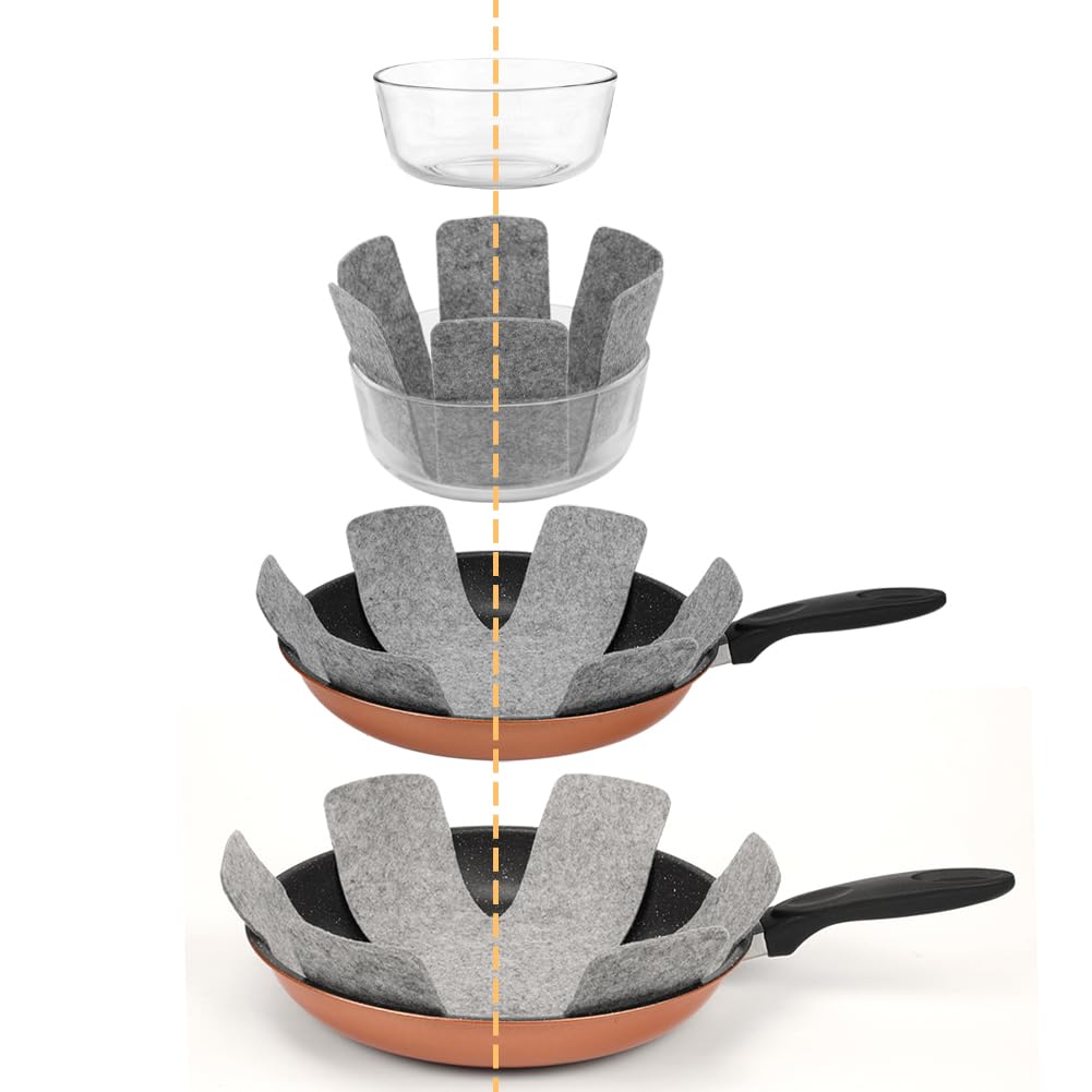 Pot and Pan Protectors, Set of 12 and 3 Different Size, Pot Dividers Pads/Stacking Pan Protectors/Pan Separators Pads for Protecting and Separating Pots and Pans