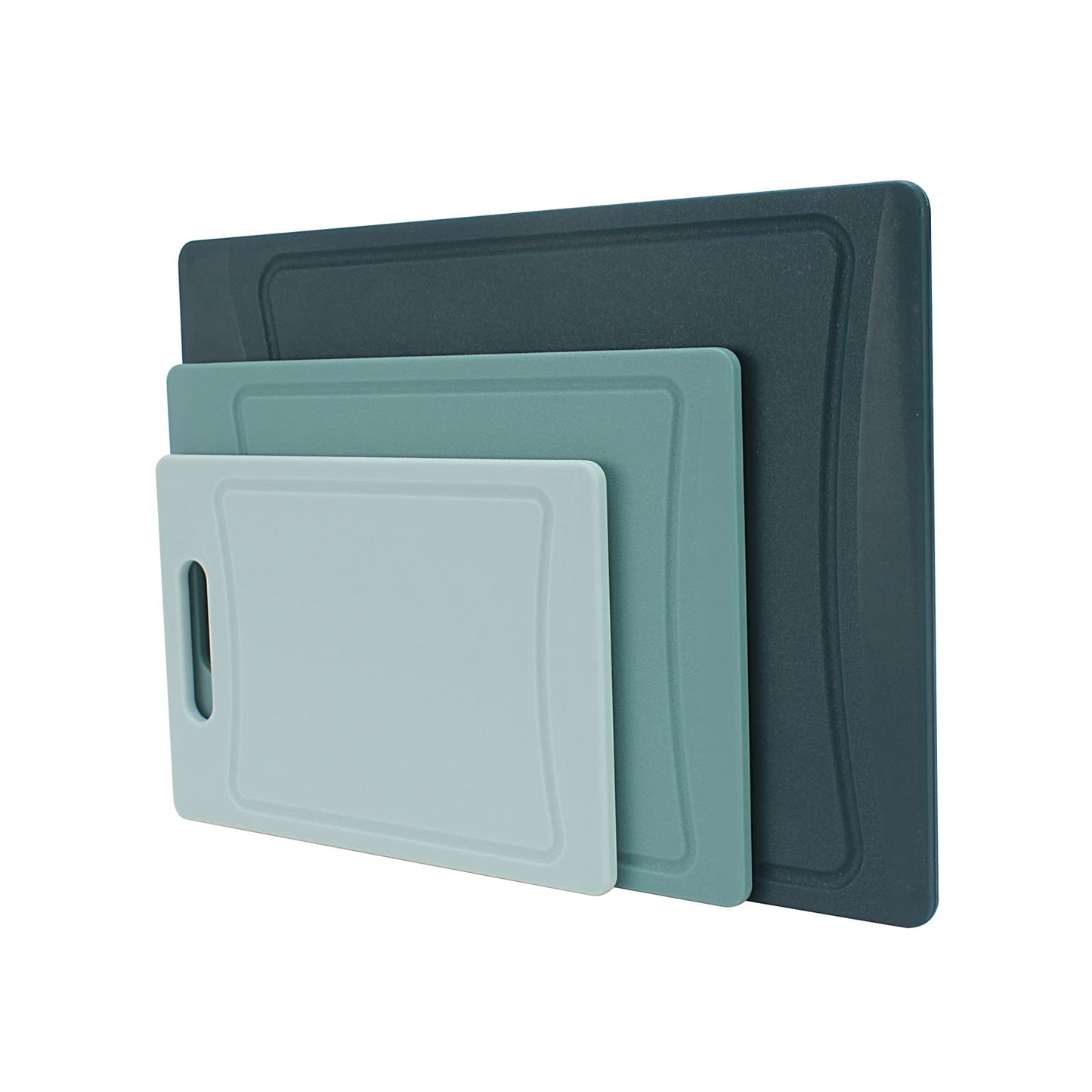 COOK WITH COLOR Non-Slip Cutting Board Set – Kitchen Essentials with Easy Grip Handle for Meat, Veggies, and Fruits, 3 Cutting Boards, Teal