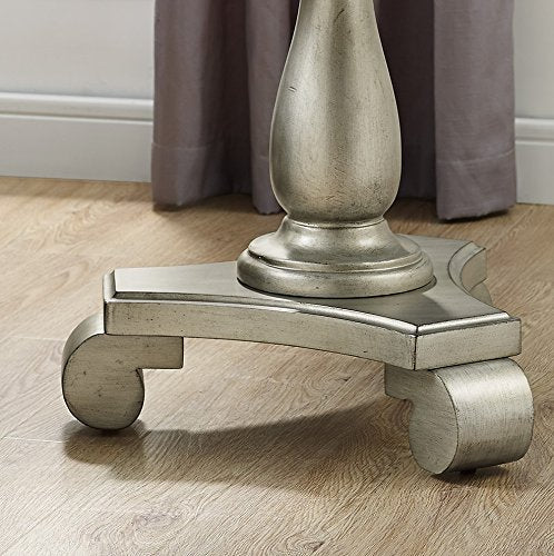 Roundhill Furniture Rene Round Wood Pedestal Side Table, Antique White