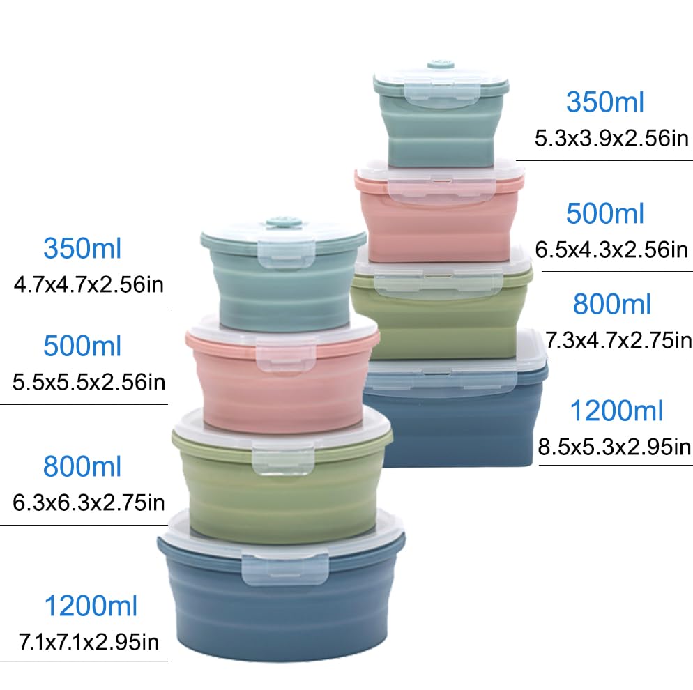 Collapsible Silicone Food Storage Container Set (INDIGO)