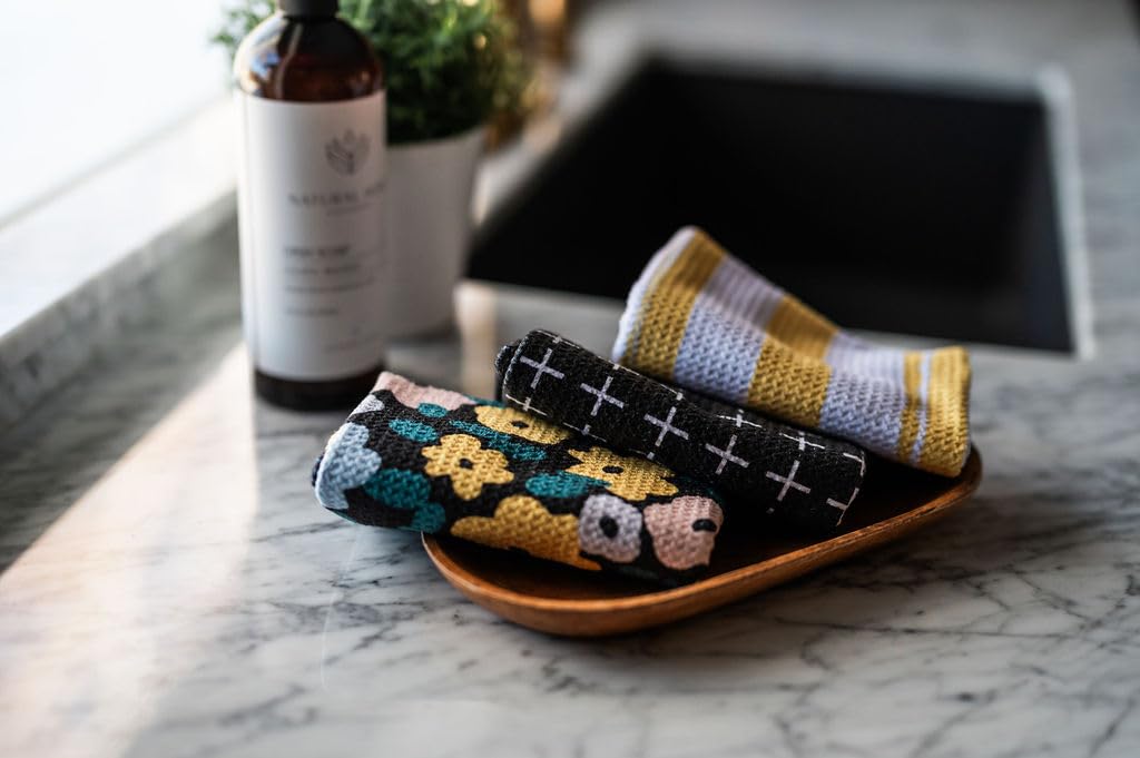 || 3 Pack|| Not Your Ordinary Dish Towels || Waffle Weave Microfiber || Tea Towels || Highly Absorbent || Hanging Loop || Dish Cloths || Modern || Designer Prints (Easter Bows)