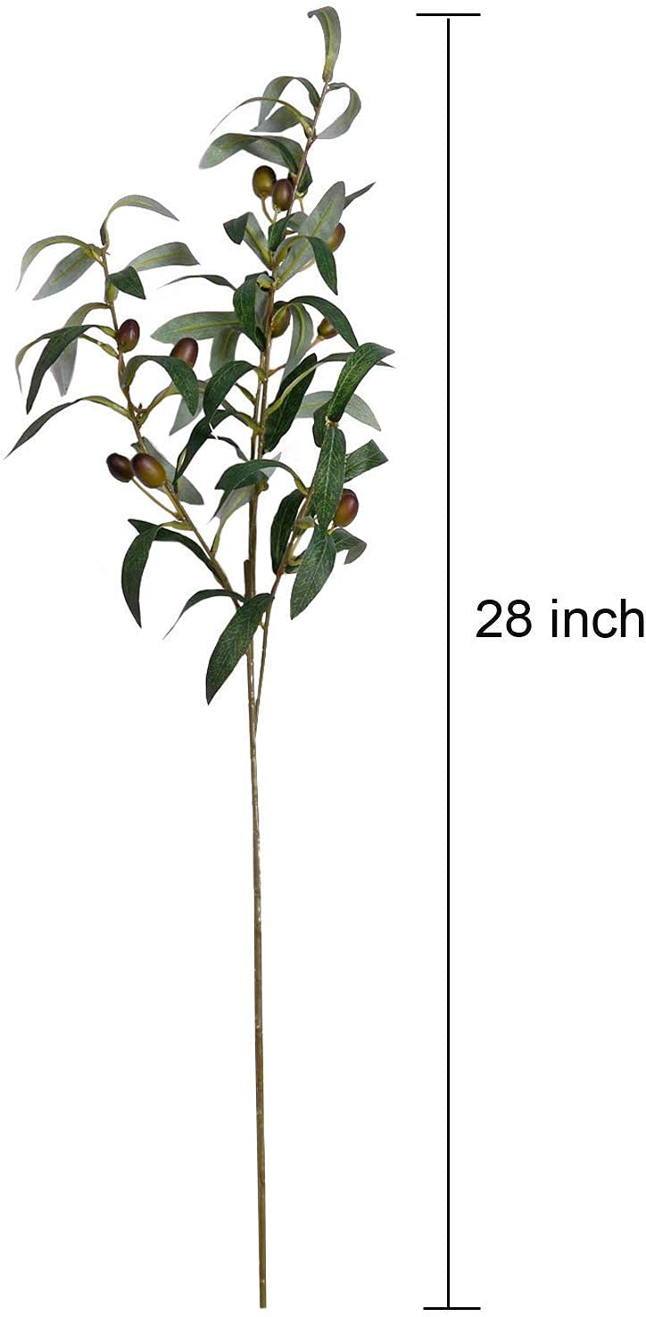 SHACOS 4 PCS 28 inch Artificial Olive Branches Greenery Stems for Vases Olive Stems with Olives Faux Olive Tree Branch for Home Wedding Shop Office Garden Decor DIY Floral Crafts