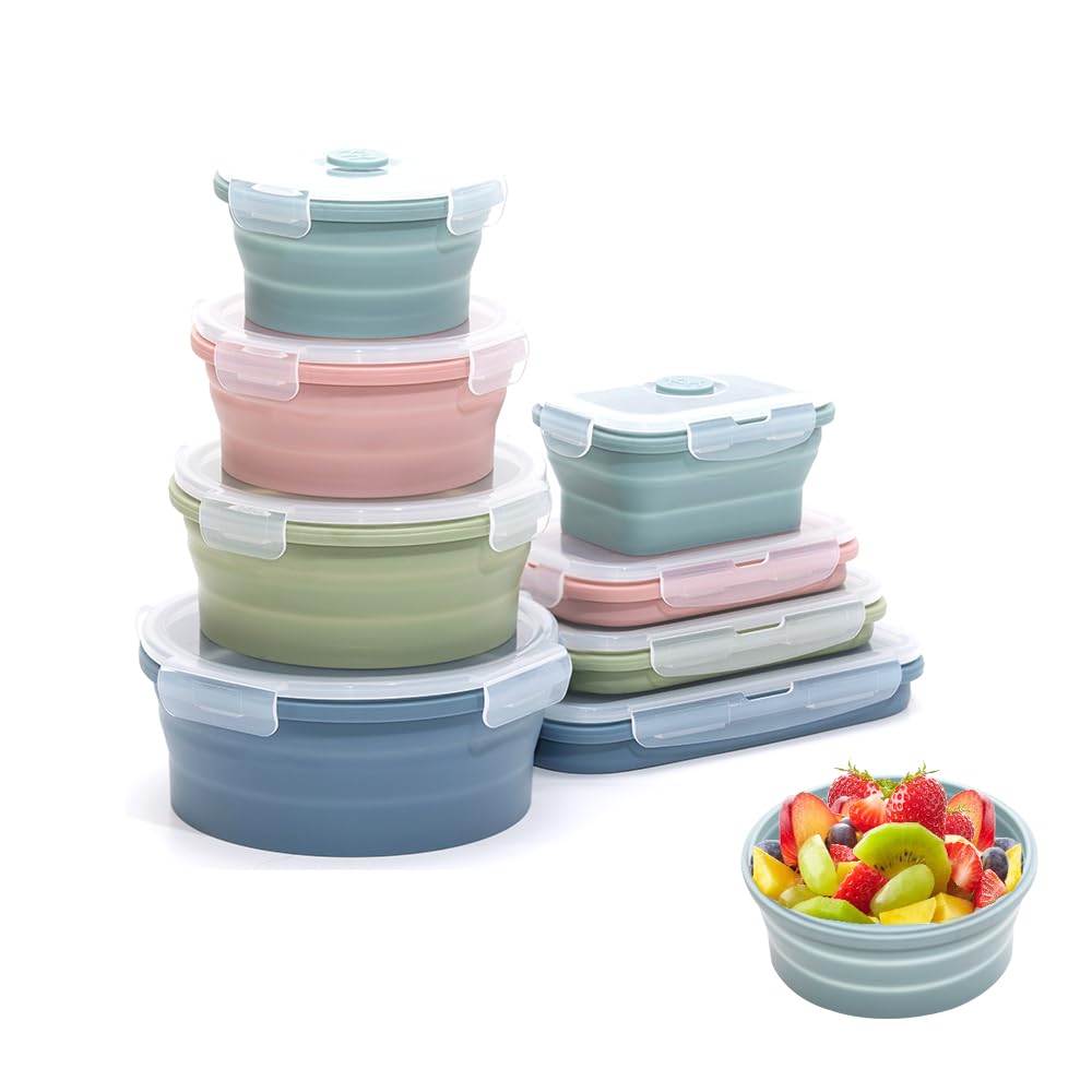Collapsible Silicone Food Storage Container Set (INDIGO)