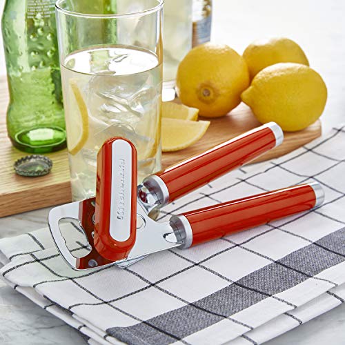 KitchenAid Classic Multifunction Can Opener and Bottle Opener Easy to Use, Razor Sharp Stainless Steel Cutting Wheel, Soft Ergonomic Handles, Black
