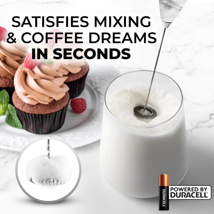 Zulay Double Whisk Milk Frother Handheld Mixer - High Powered Frother For Coffee With Improved Motor - Milk Frother Electric Whisk Drink Mixer For Cappuccino, Frappe, Matcha, Twin Whisk - Black/Copper