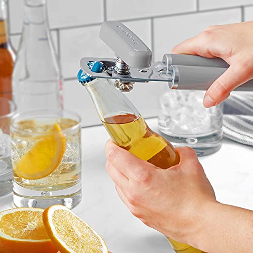 KitchenAid Classic Multifunction Can Opener and Bottle Opener Easy to Use, Razor Sharp Stainless Steel Cutting Wheel, Soft Ergonomic Handles, Black