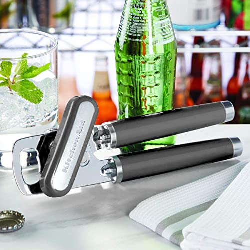 KitchenAid Classic Multifunction Can Opener and Bottle Opener Easy to Use, Razor Sharp Stainless Steel Cutting Wheel, Soft Ergonomic Handles, Black