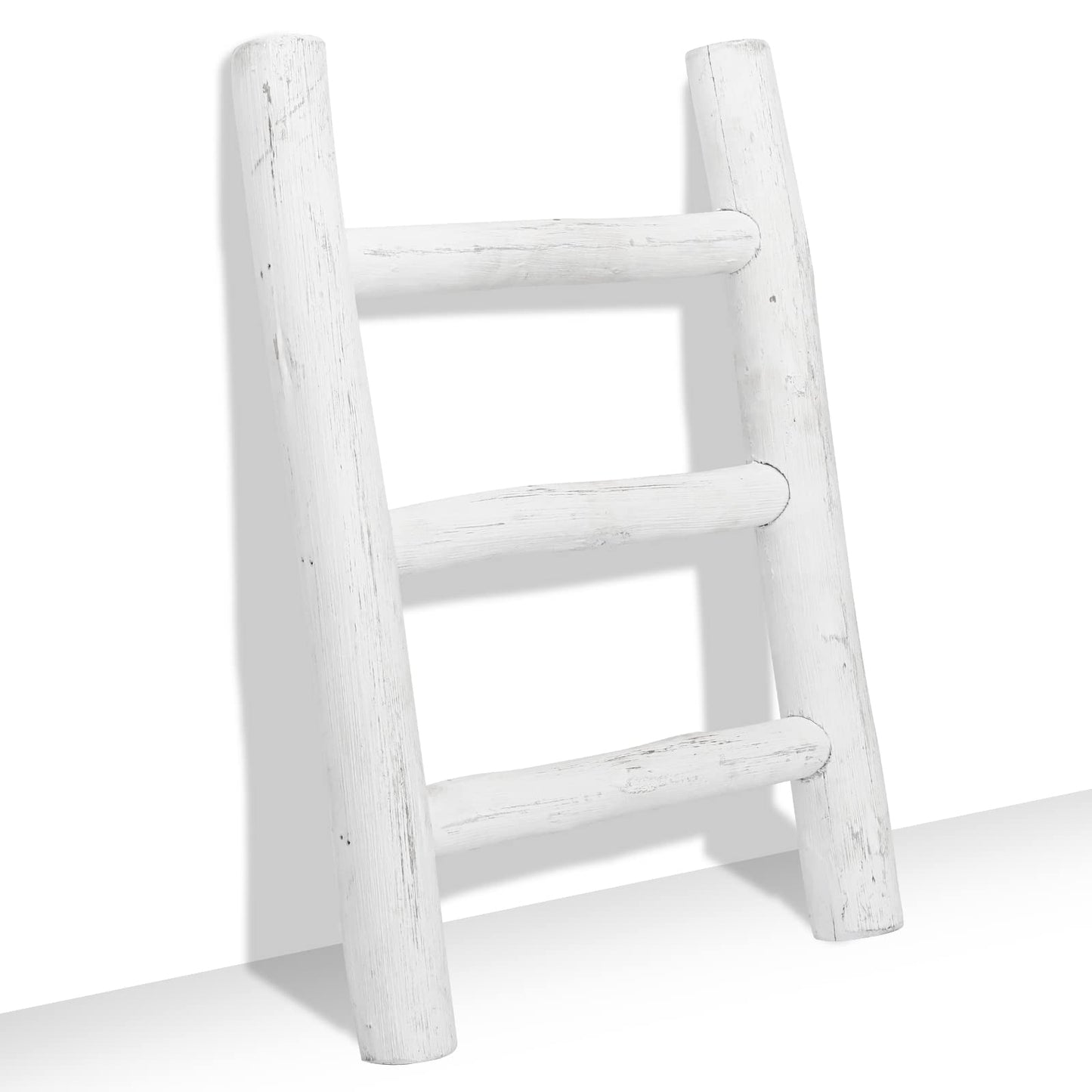 FUIN Fully Assembled 57in Wood Blanket Ladder Living Room Decorative Wall Leaning Farmhouse Quilt Display Holder Rustic Wooden Towel Rack for Bathroom, Unfinished