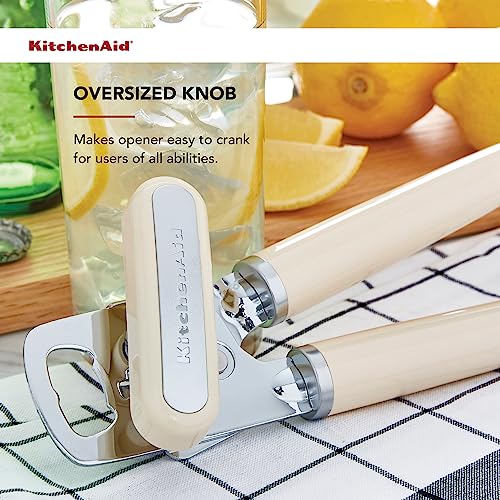 KitchenAid Classic Multifunction Can Opener and Bottle Opener Easy to Use, Razor Sharp Stainless Steel Cutting Wheel, Soft Ergonomic Handles, Black