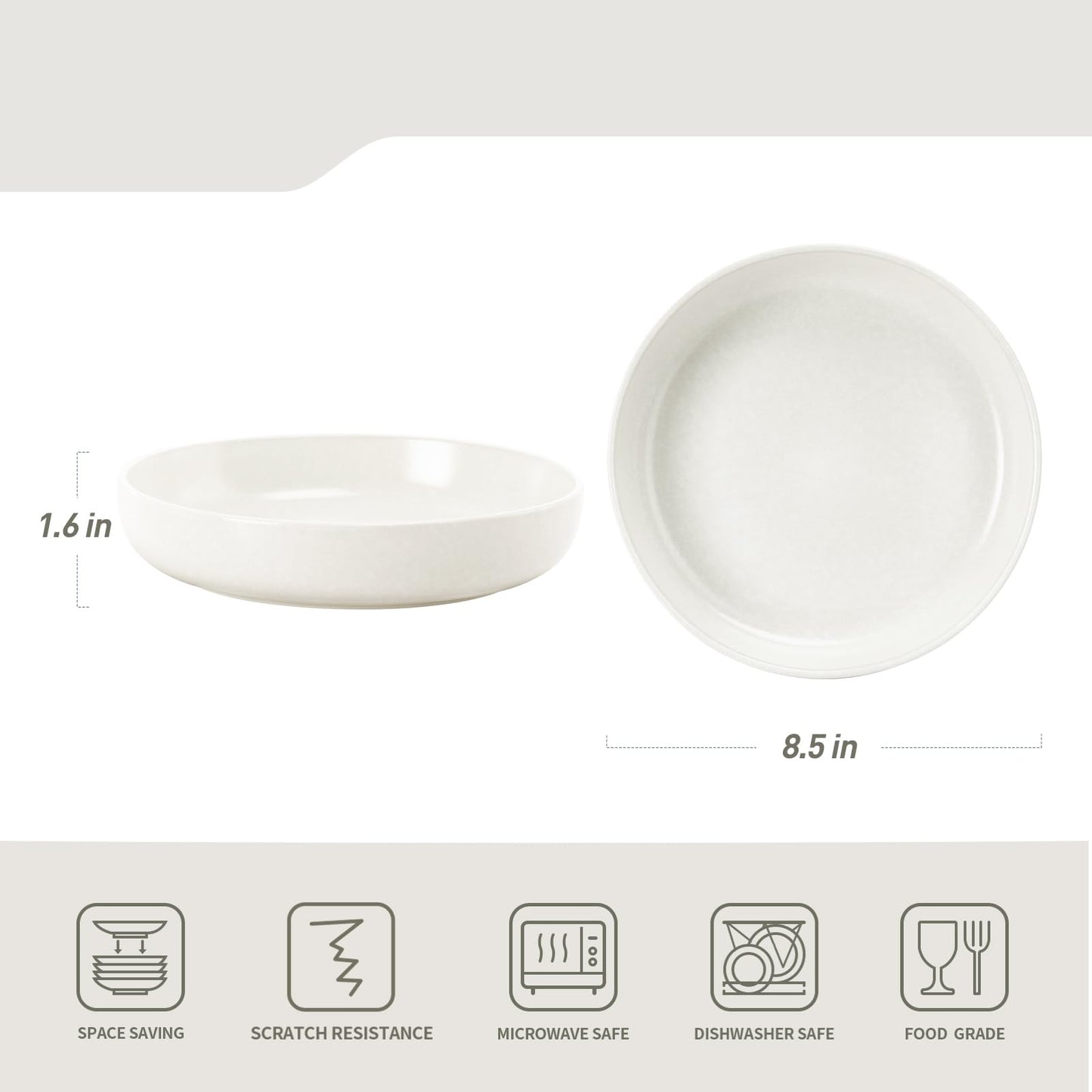 famiware Milkyway 33 oz Bowl Set, Pasta Bowls Set of 4, Salad Bowls Perfect for Your Friend for Housewarming, Thanksgiving, Christmas, White