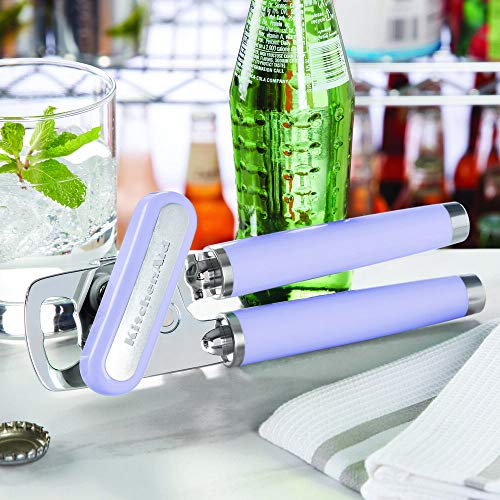 KitchenAid Classic Multifunction Can Opener and Bottle Opener Easy to Use, Razor Sharp Stainless Steel Cutting Wheel, Soft Ergonomic Handles, Black
