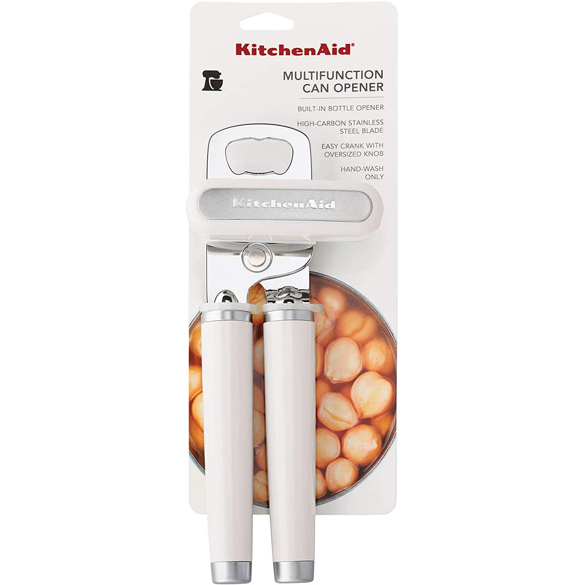 KitchenAid Classic Multifunction Can Opener and Bottle Opener Easy to Use, Razor Sharp Stainless Steel Cutting Wheel, Soft Ergonomic Handles, Black