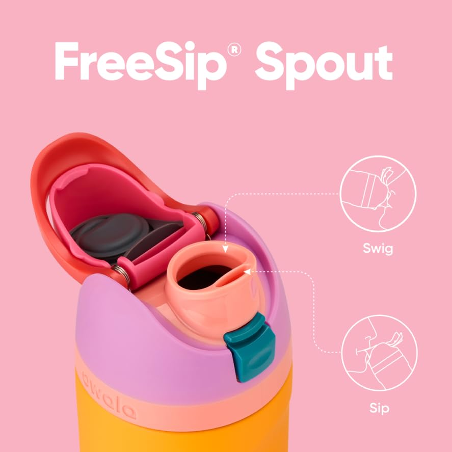 FreeSip Insulated Stainless Steel Water Bottle with Straw for Sports, Travel, and School BPA-Free Sports Water Bottle, 40 oz, Iced Breeze