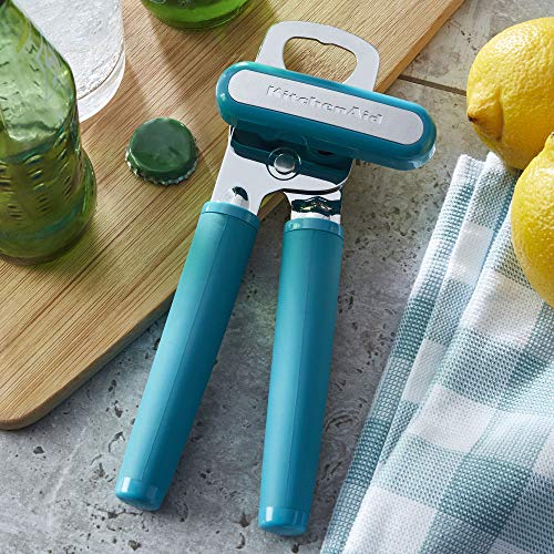 KitchenAid Classic Multifunction Can Opener and Bottle Opener Easy to Use, Razor Sharp Stainless Steel Cutting Wheel, Soft Ergonomic Handles, Black