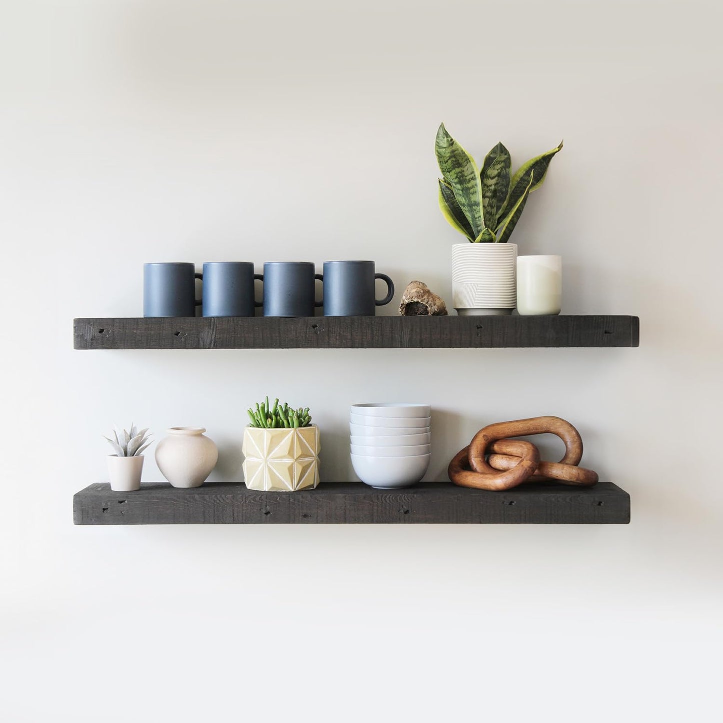 Urban Legacy Reclaimed Barnwood Planks | Floating Shelves for Wall w/Flush Mount Shelf Bracket Set Included | Set of 2 (Natural, 18"x 4.5"x 2")