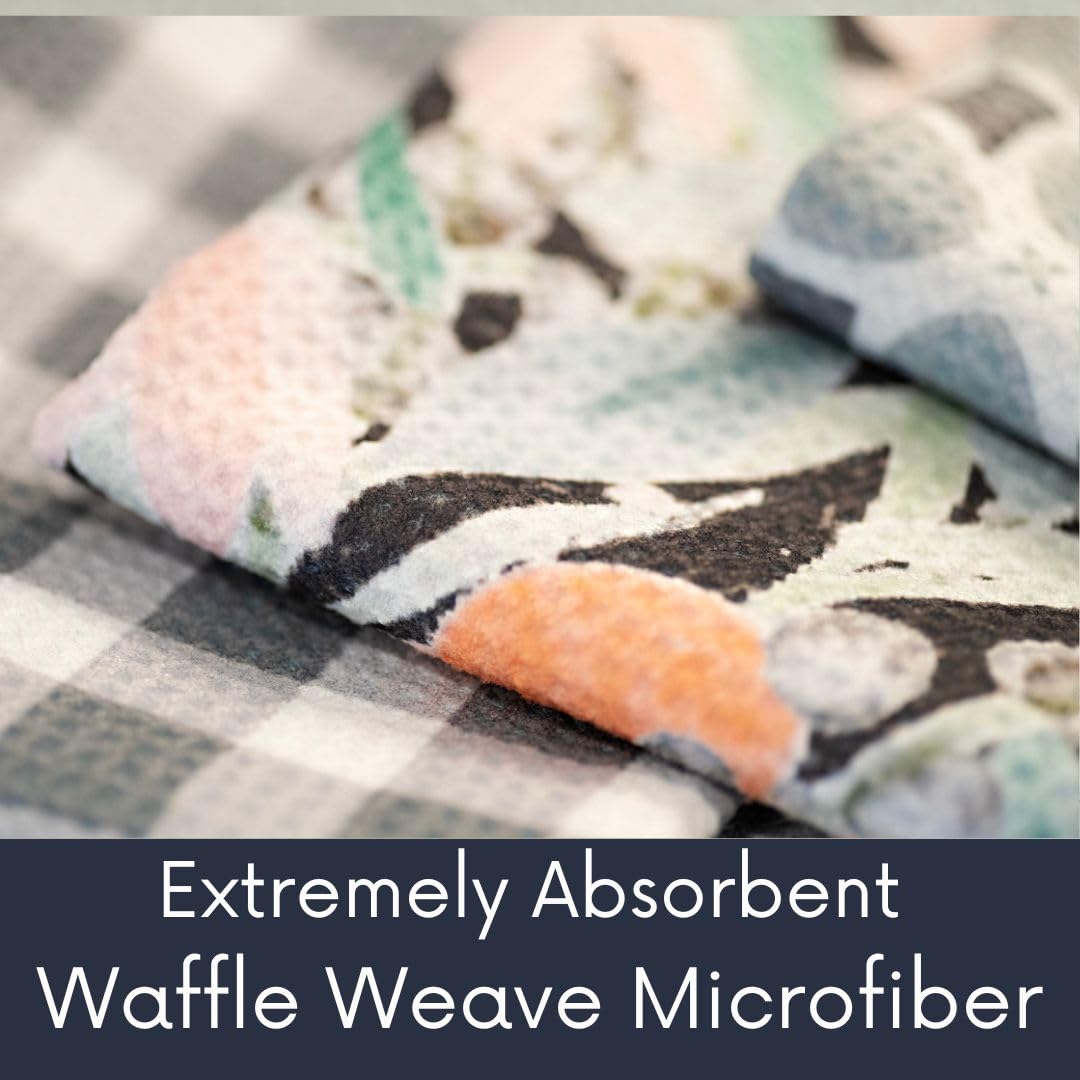 || 3 Pack|| Not Your Ordinary Dish Towels || Waffle Weave Microfiber || Tea Towels || Highly Absorbent || Hanging Loop || Dish Cloths || Modern || Designer Prints (Easter Bows)