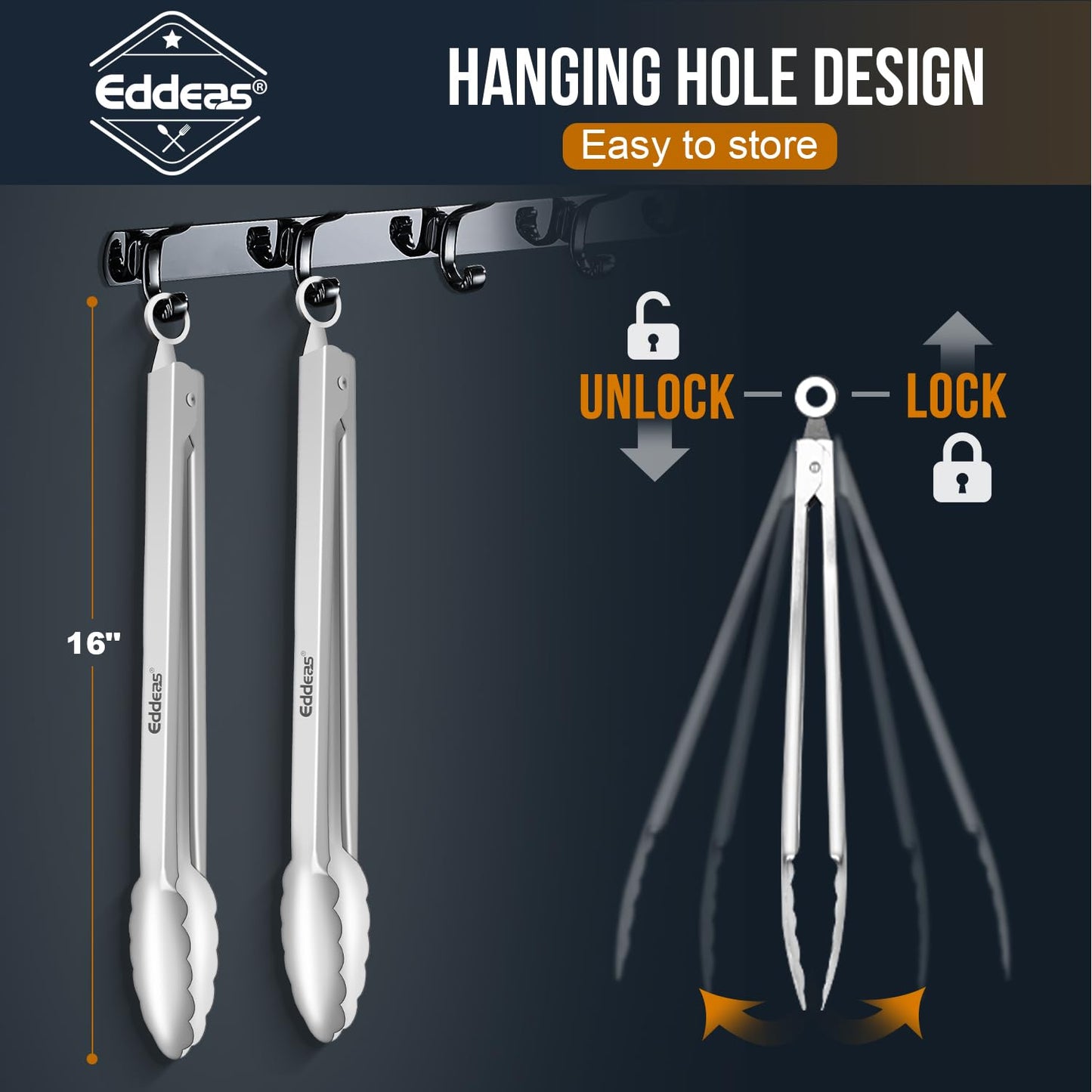 Tongs For Cooking - Heat Resistant 600 Degrees Stainless Steel Kitchen Tong,Heavy Duty Metal Locking Tongs - Perfect for Food,Salad and BBQ set of 3 (7",9" and 12") Dishwasher