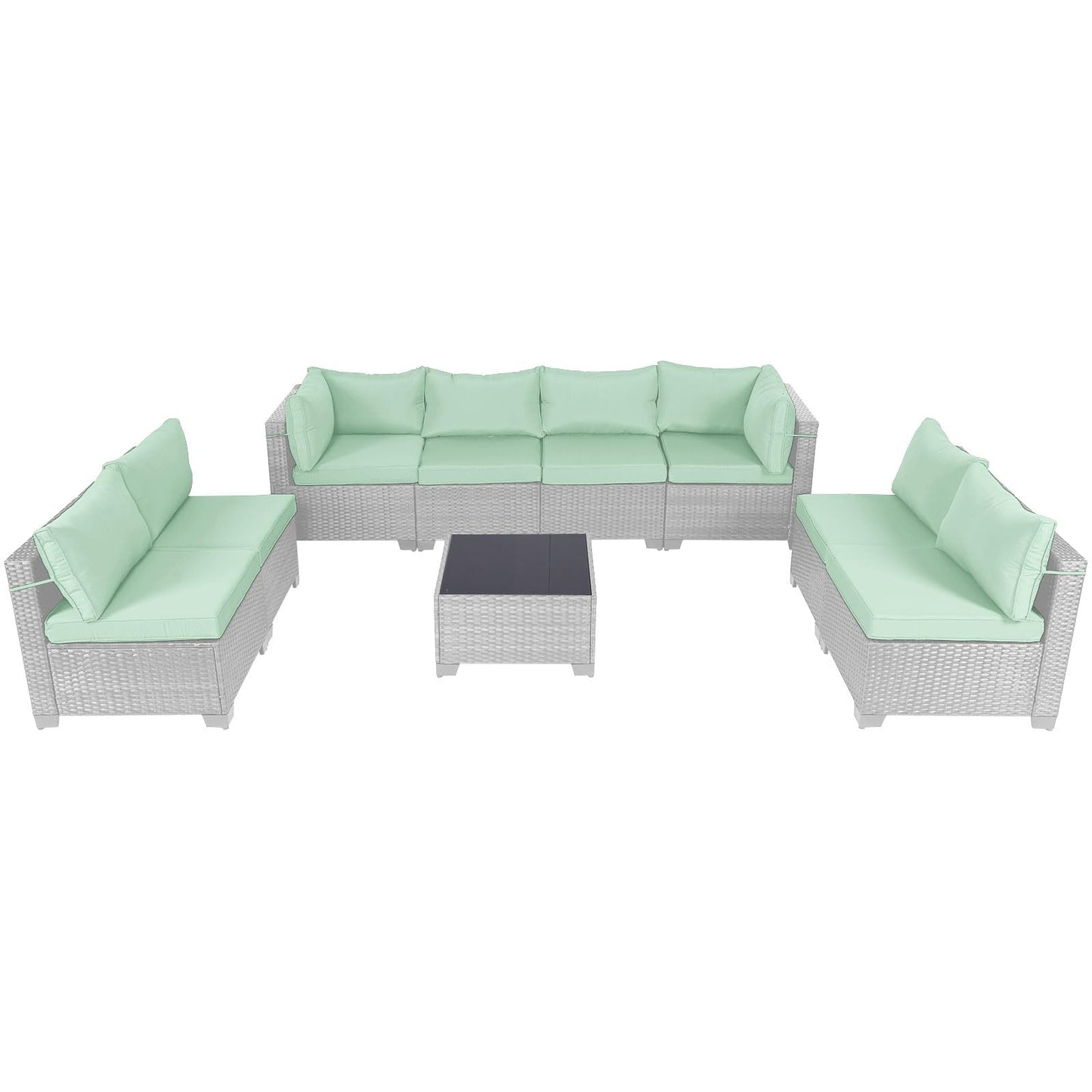 LEVELEVE 7 Pieces Outdoor Patio Furniture Sets,Rattan Conversation Sectional Set,Manual Weaving Wicker Patio Sofa with Tea Table