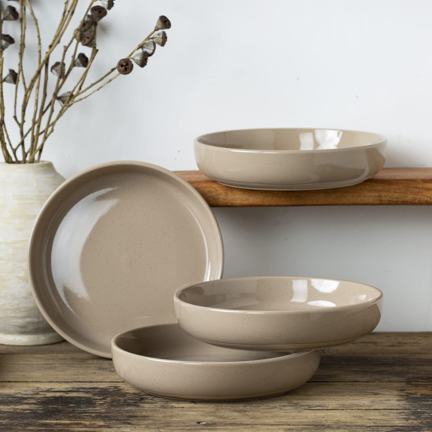 famiware Milkyway 33 oz Bowl Set, Pasta Bowls Set of 4, Salad Bowls Perfect for Your Friend for Housewarming, Thanksgiving, Christmas, White