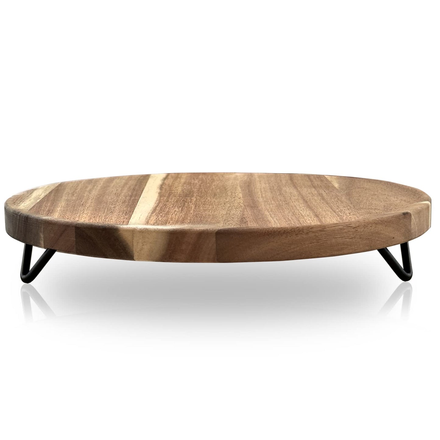 Decorative Round Wood Riser for Display,Pedestal Tray for Home or Kitchen and Bathroom Countertop Organizer,Farmhouse Kitchen Counter Decor Tray. (12-inch)