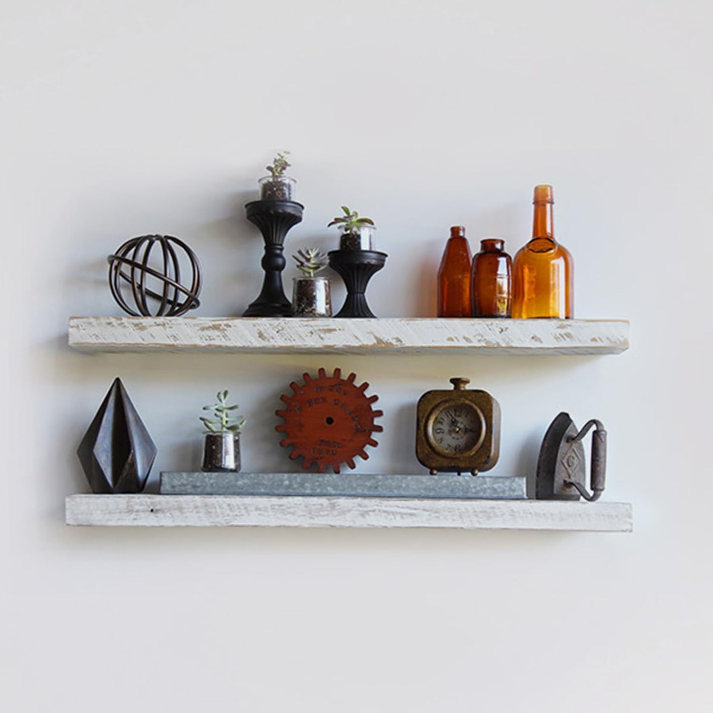 Urban Legacy Reclaimed Barnwood Planks | Floating Shelves for Wall w/Flush Mount Shelf Bracket Set Included | Set of 2 (Natural, 18"x 4.5"x 2")