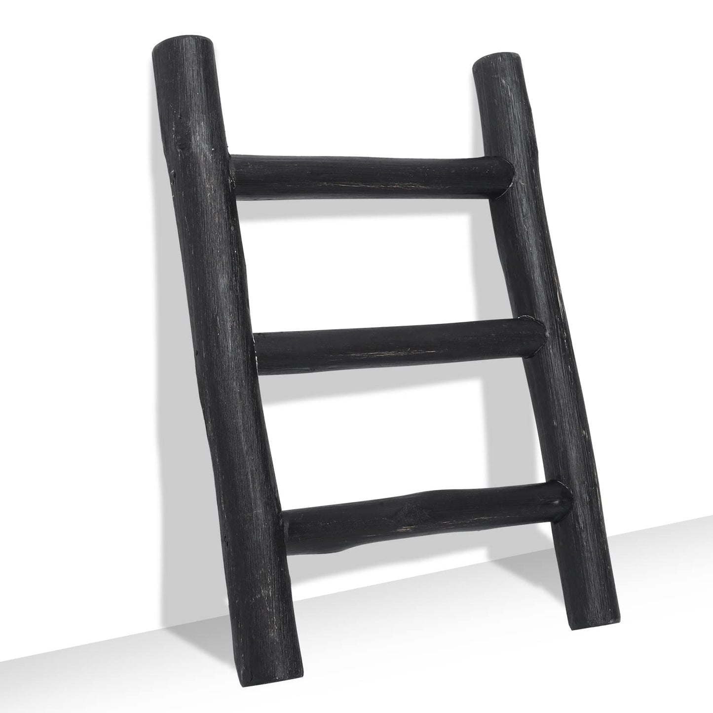 FUIN Fully Assembled 57in Wood Blanket Ladder Living Room Decorative Wall Leaning Farmhouse Quilt Display Holder Rustic Wooden Towel Rack for Bathroom, Unfinished