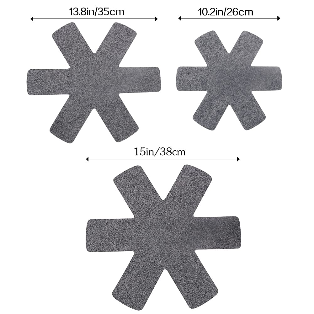 Pot and Pan Protectors, Set of 12 and 3 Different Size, Pot Dividers Pads/Stacking Pan Protectors/Pan Separators Pads for Protecting and Separating Pots and Pans