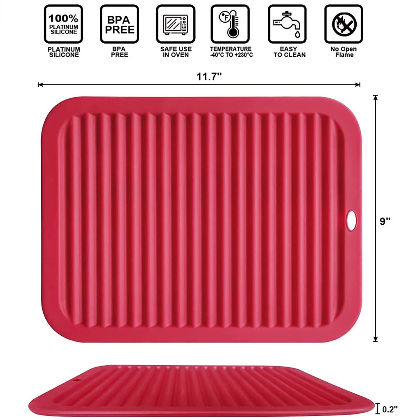Walfos Silicone Trivet Mats - 4 Heat Resistant Pot Holders, Multipurpose Non-Slip Hot Pads for Kitchen Potholders, Hot Dishers, Jar Opener, Spoon Holder, Food Grade Silicone & BPA Free (Black)