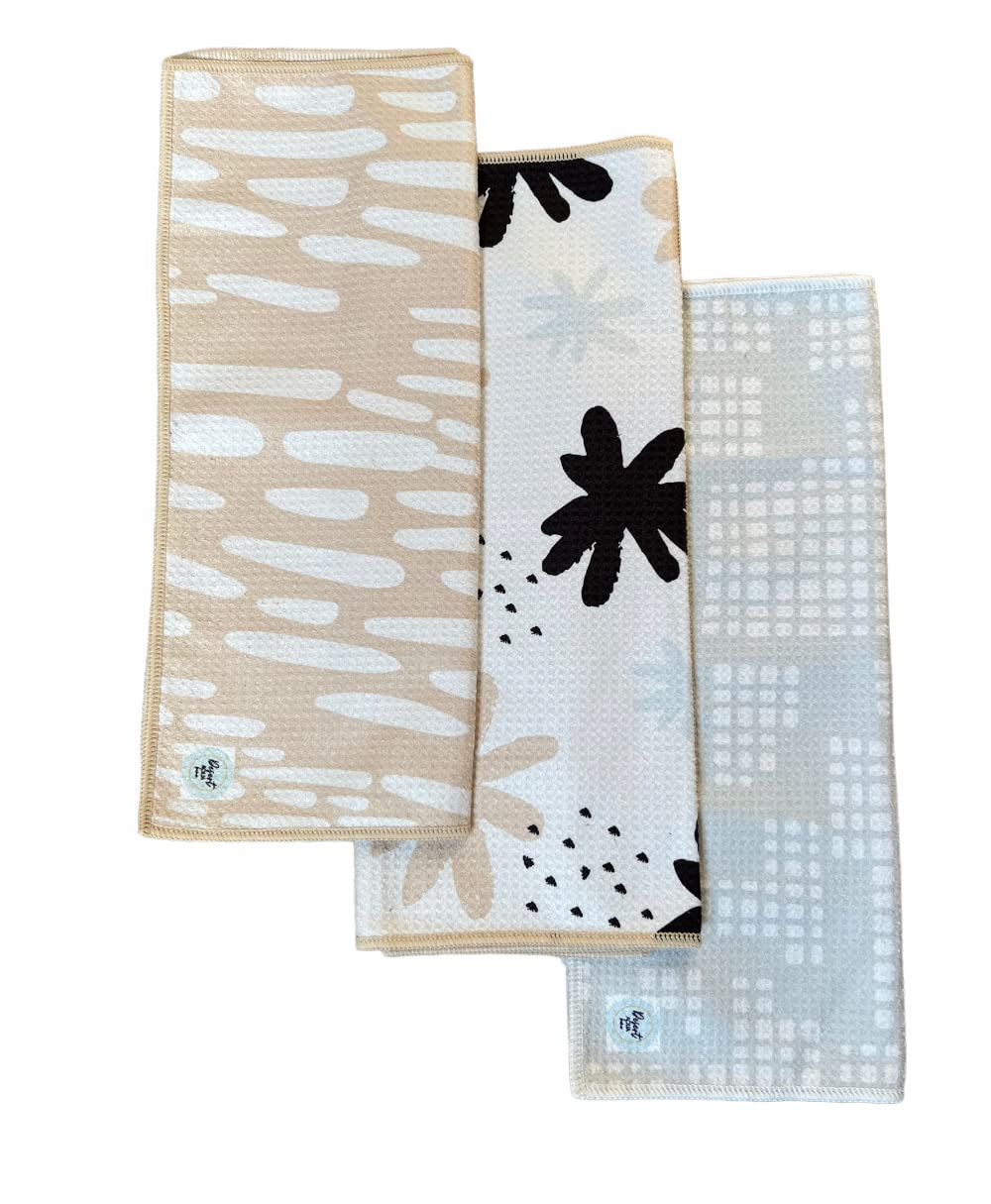 || 3 Pack|| Not Your Ordinary Dish Towels || Waffle Weave Microfiber || Tea Towels || Highly Absorbent || Hanging Loop || Dish Cloths || Modern || Designer Prints (Easter Bows)